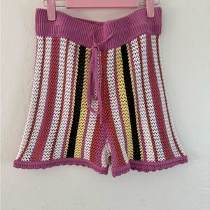 Chelsea & Violet High Waist Pink and Yellow Knit Shorts